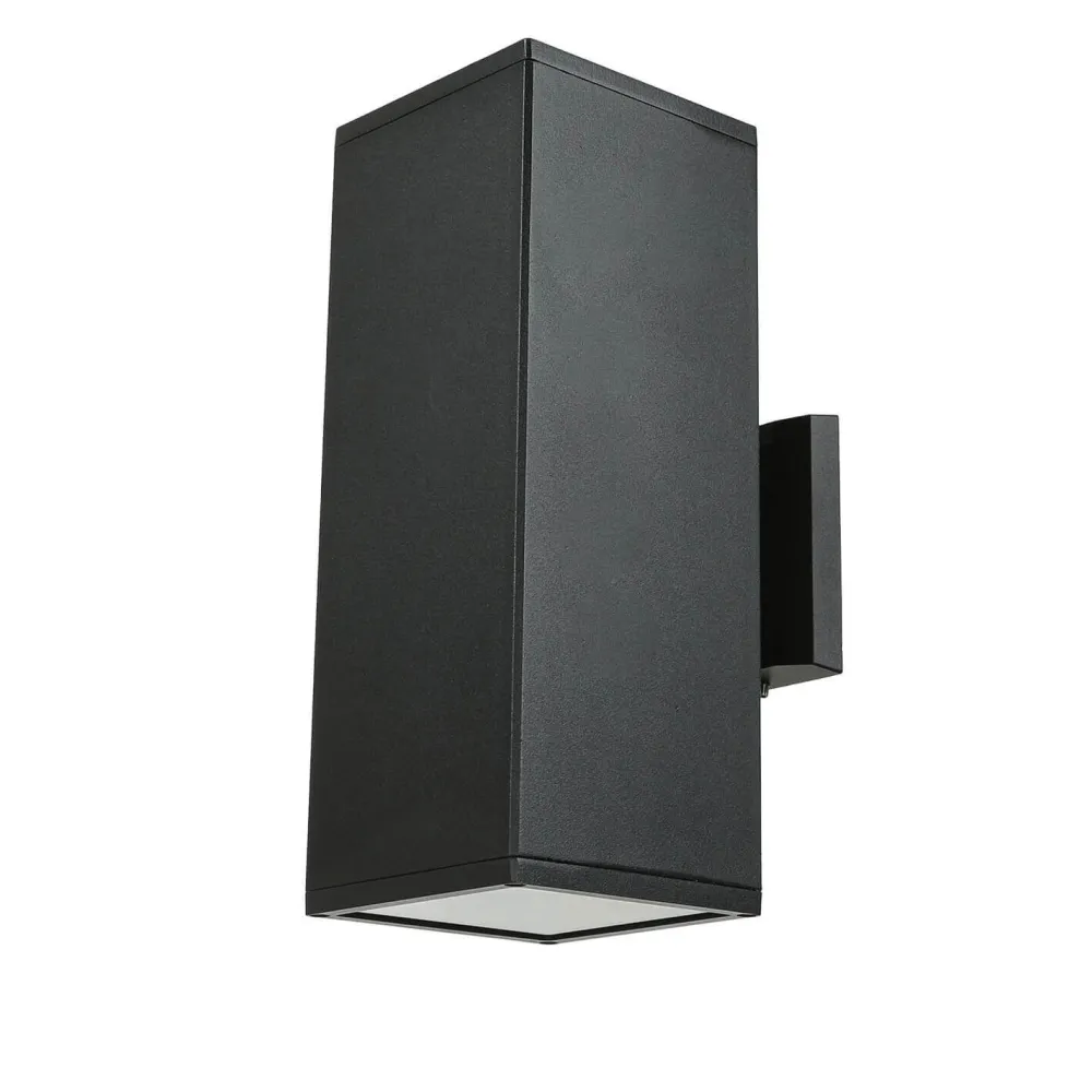 SU-MA Schwarze Wandlampe außen IP54 eckig 30cm Up Down* Metall Lampen|Feuchtraumleuchten