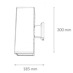SU-MA Schwarze Wandlampe außen IP54 eckig 30cm Up Down* Metall Lampen|Feuchtraumleuchten