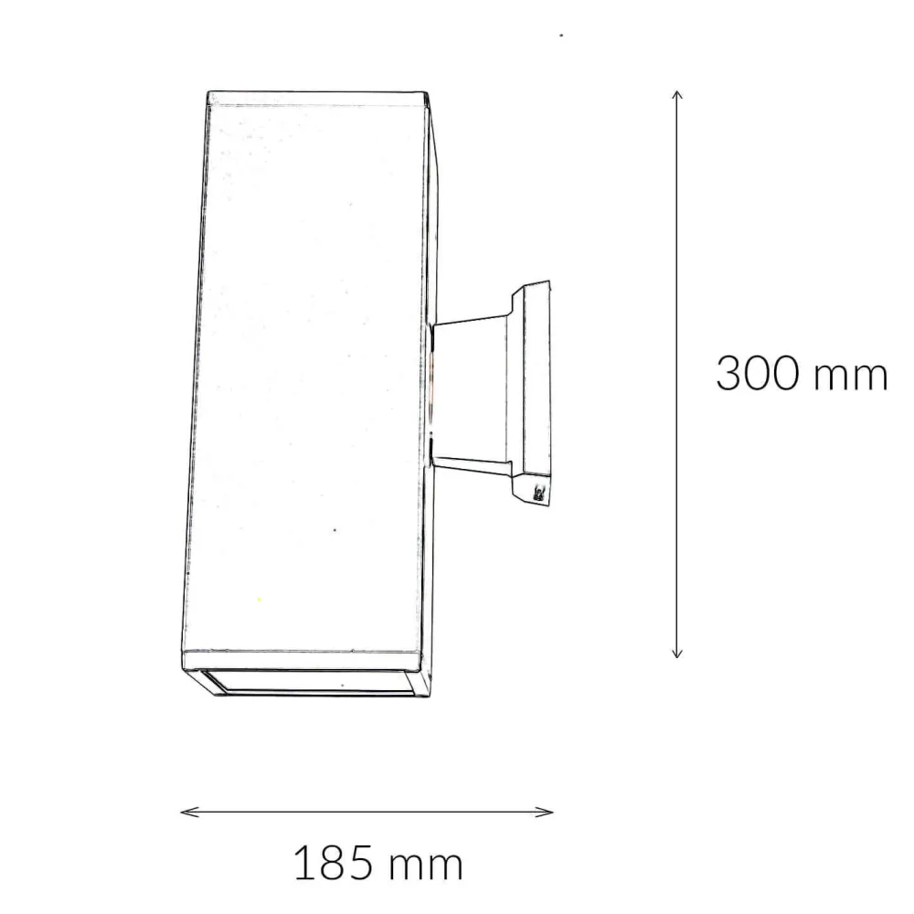 SU-MA Schwarze Wandlampe außen IP54 eckig 30cm Up Down* Metall Lampen|Feuchtraumleuchten