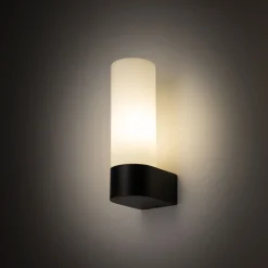 Nowodvorski Schwarze Wandlampe blendarm Glas Metall G9 IP44 B:5 cm* Wandleuchten|Flurlampen