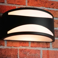 Outlet Lido Schwarze Wandlampe für Außen aus Aluminium LIMNOS