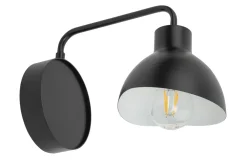 New Sigma Schwarze Wandlampe Weiß Metall H:19 cm E27 stylisch