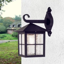 Elstead Schwarze Wandleuchte Aluminium IP43 Rustikal Außen* Außenleuchten Antik|Außenwandleuchten