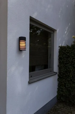 Eco-Light Schwarze Wandleuchte außen Aluminium H:24,3 cm IP54 E27* Metall Lampen|Fassadenstrahler