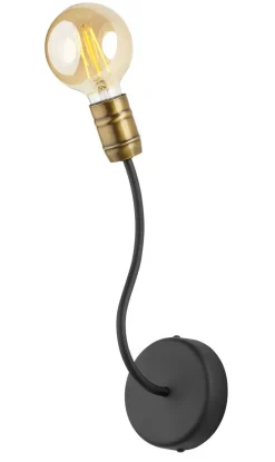 Jupiter Schwarze Wandleuchte geschwungener Arm E27 Retro* Wandleuchten|Industrie Lampen