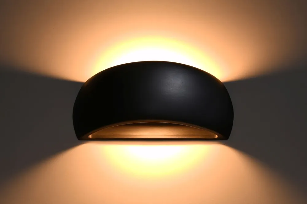 Sollux Schwarze Wandleuchte Keramik Modern Up Down indirekt* Wandleuchten|Flurlampen
