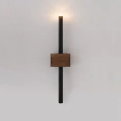 Sigma Schwarze Wandleuchte Metall Holz G9 B:11 cm wohnlich* Wandleuchten|Flurlampen