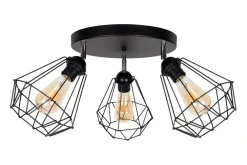 Belis Schwarzer Deckenspot flexibel Metall E27 L:55 cm 3-flmg* Bürolampen|Wohnzimmerlampen