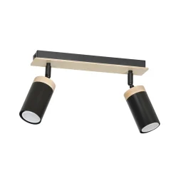 Clearance Emibig Schwarzer Deckenstrahler Holz Metall GU10 Wohnzimmer