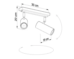 Discount Sollux Schwarzer Deckenstrahler Metall L:30cm DUCCIA