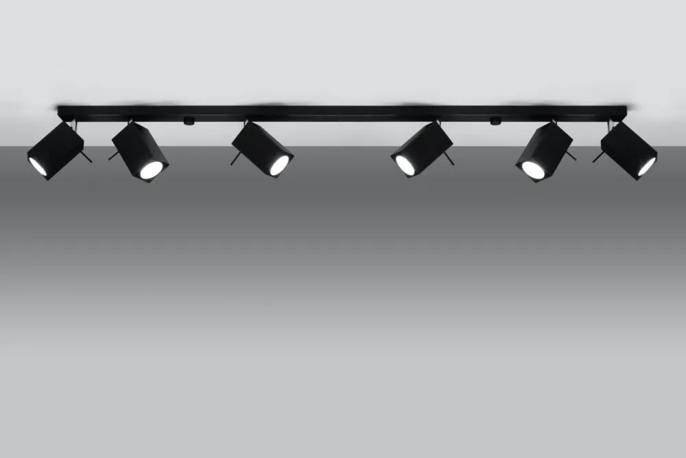 Sollux Schwarzer Deckenstrahler FALERIA 120 cm lang 6x GU10* Wohnzimmerlampen|Moderne Lampen