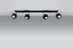 Outlet Sollux Schwarzer Strahler Stahl 4-flammig 80cm lang Retro GU10