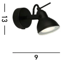Outlet Searchlight Schwarzer Wandspot Metall verstellbar GU10 bis 50 W