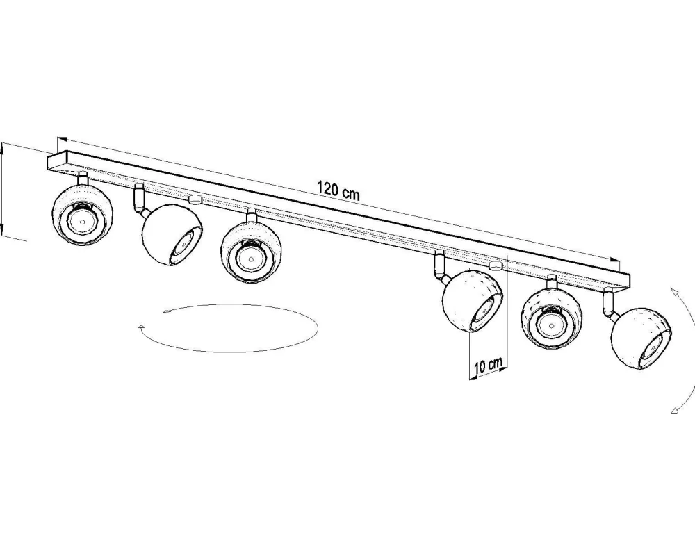 Sollux Schwarzer Wohnzimmerstrahler Metall 120 cm lang GU10* Deckenleuchten|Spots