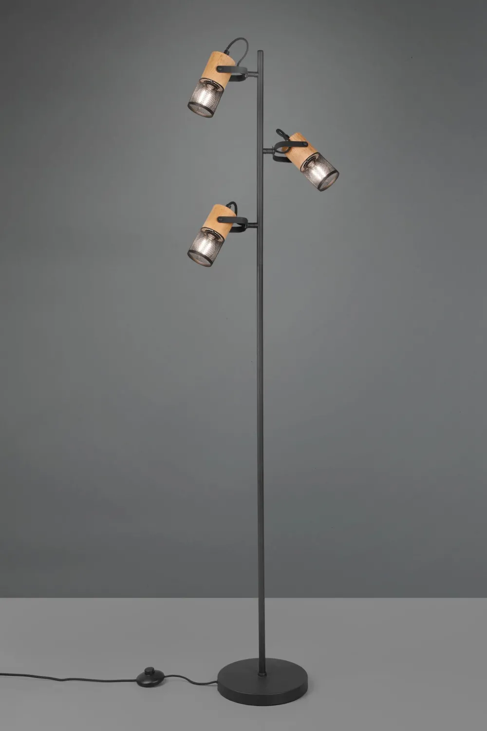 Clearance Trio Reality Schwenkbare Stehlampe Metall Holz 150 cm E14 Vintage