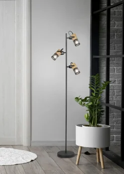 Clearance Trio Reality Schwenkbare Stehlampe Metall Holz 150 cm E14 Vintage