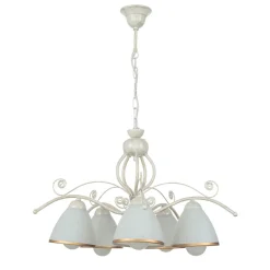 Lamkur Shabby Weiß Pendelleuchte Metall 5-flmg Esstisch* Hängelampen|Esszimmer Lampen