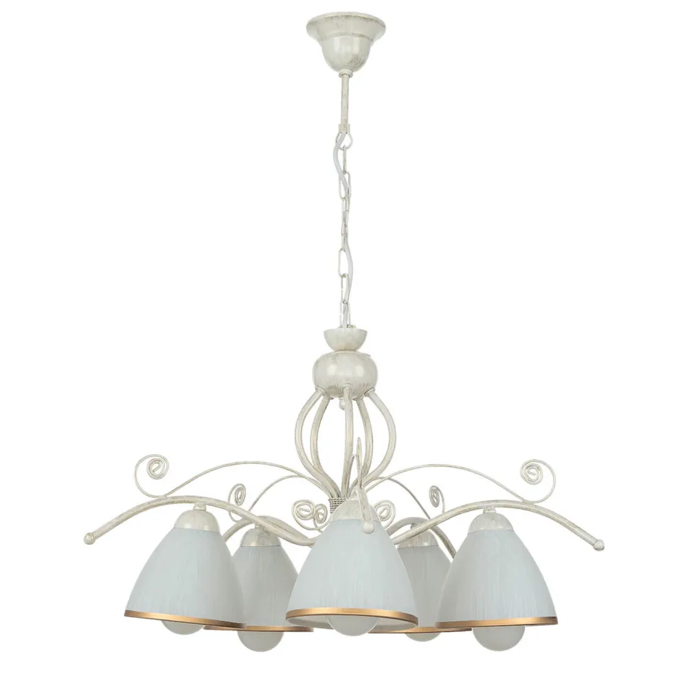 Lamkur Shabby Weiß Pendelleuchte Metall 5-flmg Esstisch* Hängelampen|Esszimmer Lampen