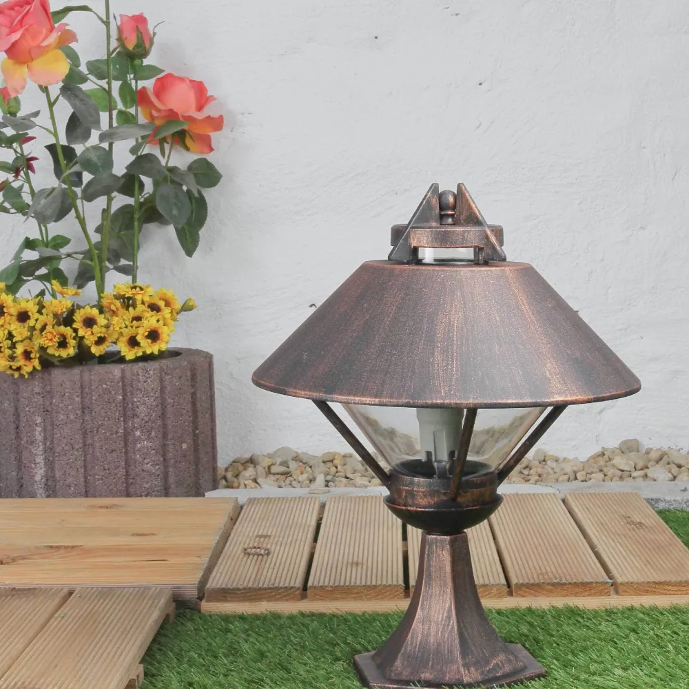 Lido Sockellampe PRASO aus Aluminium in Schwarz-Kupfer* Rustikale Lampen|Wegeleuchten