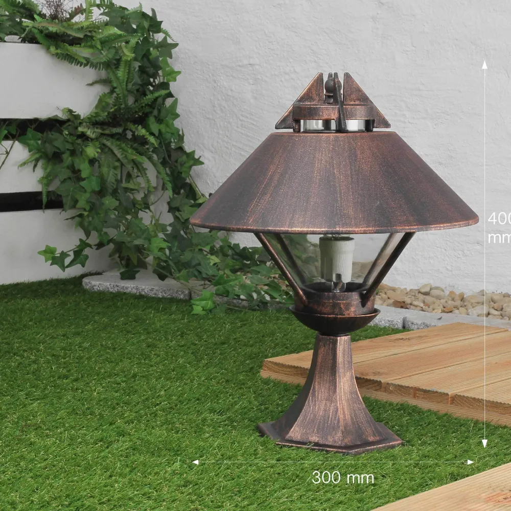 Lido Sockellampe PRASO aus Aluminium in Schwarz-Kupfer* Rustikale Lampen|Wegeleuchten