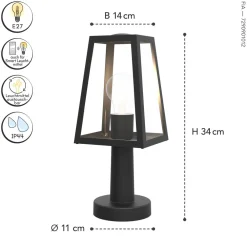 Best Eco-Light Sockelleuchte Aluminium Glas E27 IP44 H:33,8 cm Modern