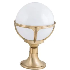 Clearance Lido Sockelleuchte außen Messing Kugel Schirm Weiß