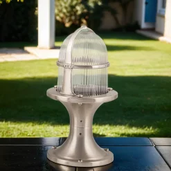 Lido Sockelleuchte außen Nickel Echt-Messing H:28cm