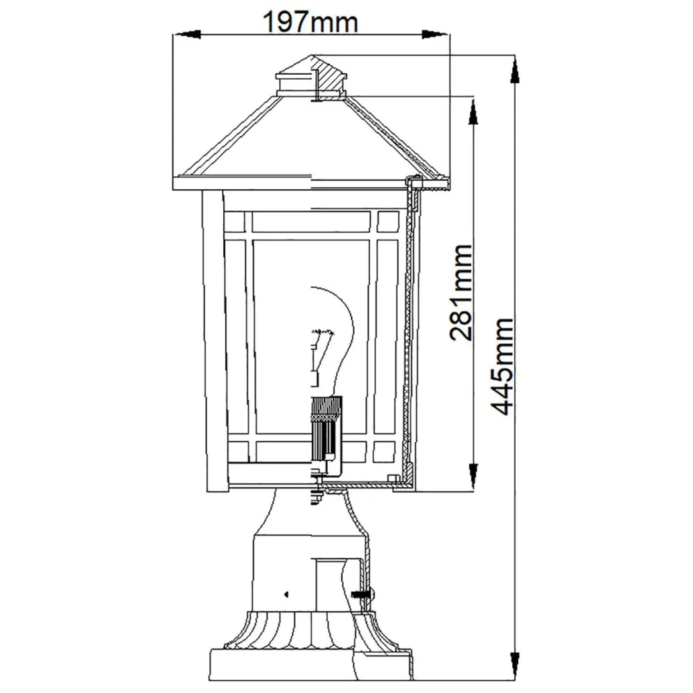 Best Elstead Sockelleuchte Garten E27 IP44 44,5 cm hoch Schwarz