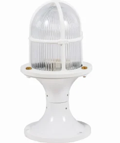 Lido Sockelleuchte Messing Glas E27 IP54 28 cm Weiß Maritim* Gartenlaternen|Messinglampen