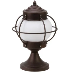 Outlet Lido Sockelleuchte Messing Glas E27 IP43 30 cm rund Maritim