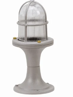 Outlet Lido Sockelleuchte Messing massiv Glas 25 cm hoch IP64 Grau