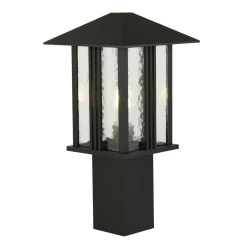 Searchlight Sockelleuchte Schwarz 45 cm IP44 E27 Aluminium Glas* Rustikale Lampen|Wegeleuchten