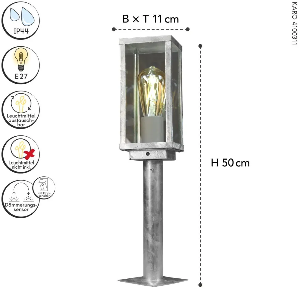 Sale Eco-Light Sockelleuchte Vintage Aluminium in Zink IP44 E27 50 cm