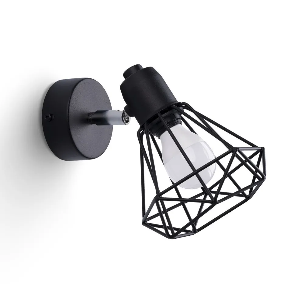 Sollux Spot E27 Schwarz Metall Retro verstellbar Wand* Wandleuchten|Flurlampen