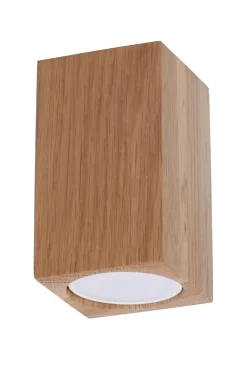 Sollux Spot Lampe Decke Holz klein H: 10 cm eckig GU10