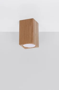 Sollux Spot Lampe Decke Holz klein H: 10 cm eckig GU10