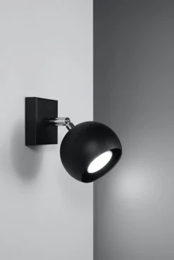 Sollux Spot Lampe Retro Schwarz Metall rund klein GU10 FAVONIA* Wandleuchten|Flurlampen