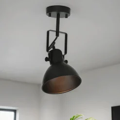 Easylight Spot Lampe Schwarz Metall rund Retro DALLAS* Wandleuchten|Flurlampen