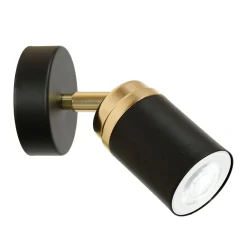 Luminex Spot Lampe Wand Schwarz Gold GU10 verstellbar* Wandleuchten|Flurlampen