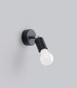 Online Sollux Spot Lampe Wand Schwarz rund Ø 8 cm klein für E27