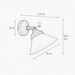 Giovanni Battista Spot Lampe Wand verstellbar Messing Glas in Bronze Weiß* Spots|Badezimmer Lampe