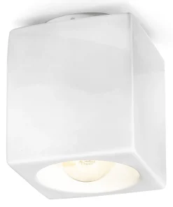 Online Ferroluce Spot Leuchte Decke Keramik E27 Aufputz Weiß eckig