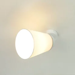 Lamkur Spot Leuchte Weiß Modern rund Holz Lampe* Spots|Wandleuchten