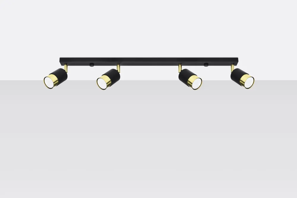 Sale Sollux Spot Strahler 4-flammig 81 cm länglich Schwarz Gold GU10