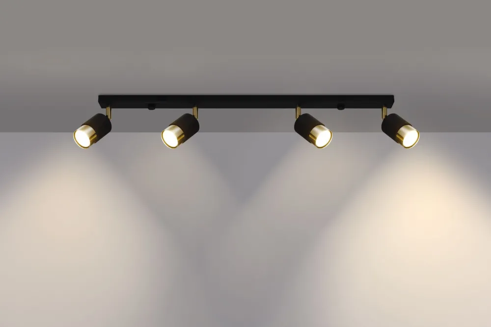 Sale Sollux Spot Strahler 4-flammig 81 cm länglich Schwarz Gold GU10