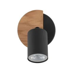 TK Lighting Spot Strahler Metall Holz schwenkbar Schwarz Natur GU10* Spots|Wandleuchten