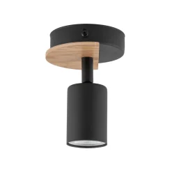 TK Lighting Spot Strahler Metall Holz schwenkbar Schwarz Natur GU10* Spots|Wandleuchten