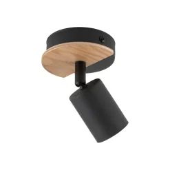 TK Lighting Spot Strahler Metall Holz schwenkbar Schwarz Natur GU10* Spots|Wandleuchten