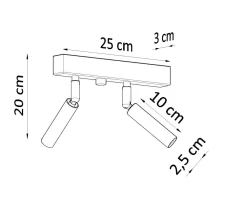 Sollux Spot Strahler Schwarz Metall 25 cm klein 2-flammig* Deckenleuchten|Flurlampen