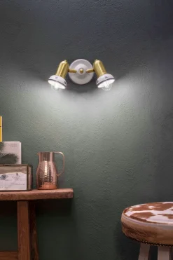 Outlet Ferroluce Spot Wand Metall Keramik B: 27 cm E14 verstellbar Landhaus